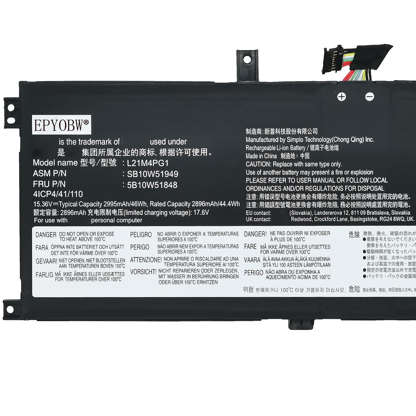 Amazon.com: EPYOBW L21M4PG1 L21L4PG1 Laptop Battery 46Wh 4-Cell